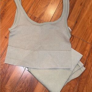 New Light Sage Ribbed Tank workout lounge  Set